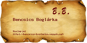 Bencsics Boglárka névjegykártya