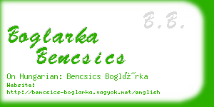 boglarka bencsics business card